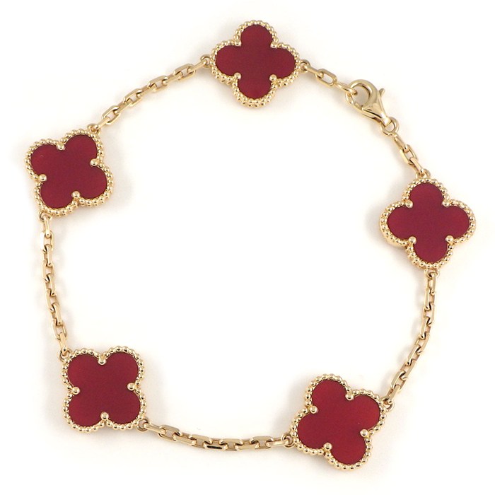 ヴァンクリーフ＆アーペル Van Cleef & Arpels ブレスレット ヴィンテージアルハンブラ 5モチーフ VCARD35500 カーネリアン K18YG 【中古】
