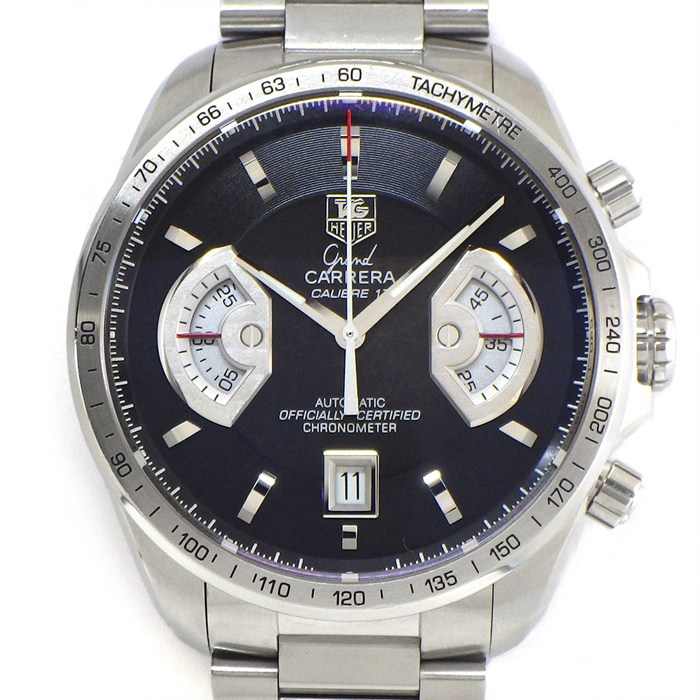 タグ・ホイヤー TAG Heuer 腕時計 グランドカレラ キャリバー17 CAV511A.BA0902 ブラック文字盤 デイト クロノグラフ スモールセコンド 裏スケ SS 自動巻き 【箱・保付き】 【中古】