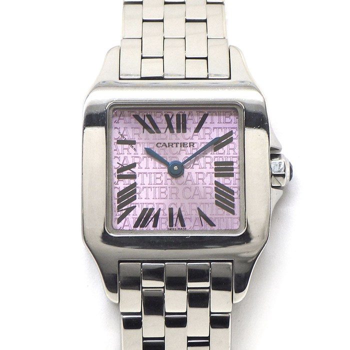 カルティエ Cartier 腕時計 サントスドゥモワゼルSM W2510002 2008年 クリスマス限定 2000本限定 スクエア ピンク文字盤 SS クオーツアナログ 【箱・保付き】 【中古】 カルティエ Cartier 腕時計 サントスドゥモワゼルSM W2510002 2008年