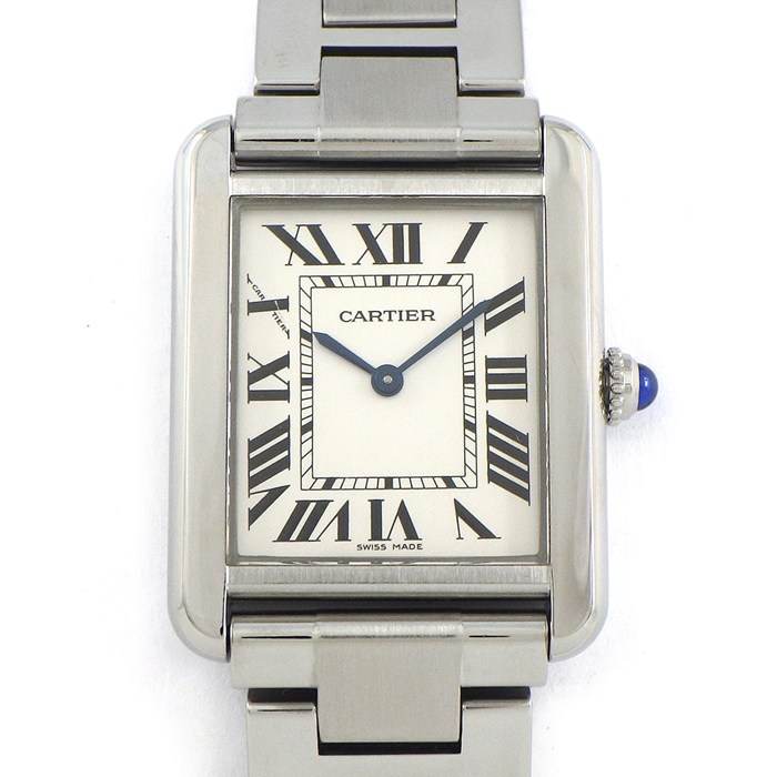 カルティエ Cartier 腕時計 タンクソロ SM W5200013 レクタンギュラー シルバー文字盤 ローマンインデックス SS クオーツアナログ 【中古】