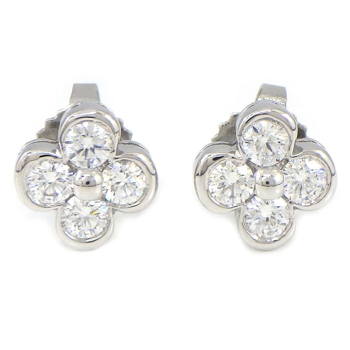 ティファニー Tiffany & Co. ピアス ベゼル フラワー ダイヤモンド PT950 【中古】