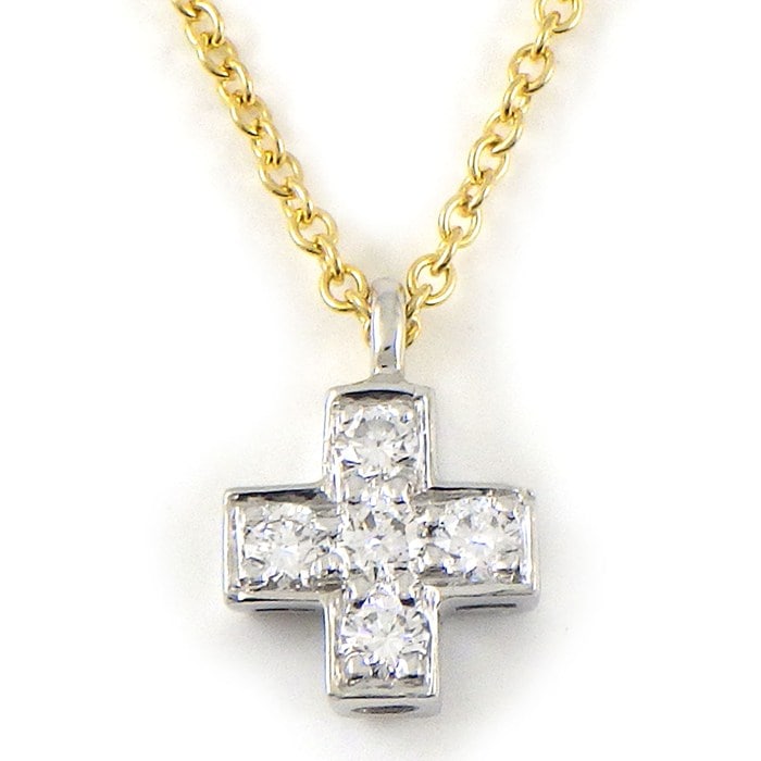  ティファニー Tiffany & Co. ネックレス クルーシーフォーム スモール クロス 5ポイント ダイヤモンド K18YG PT950 【中古】