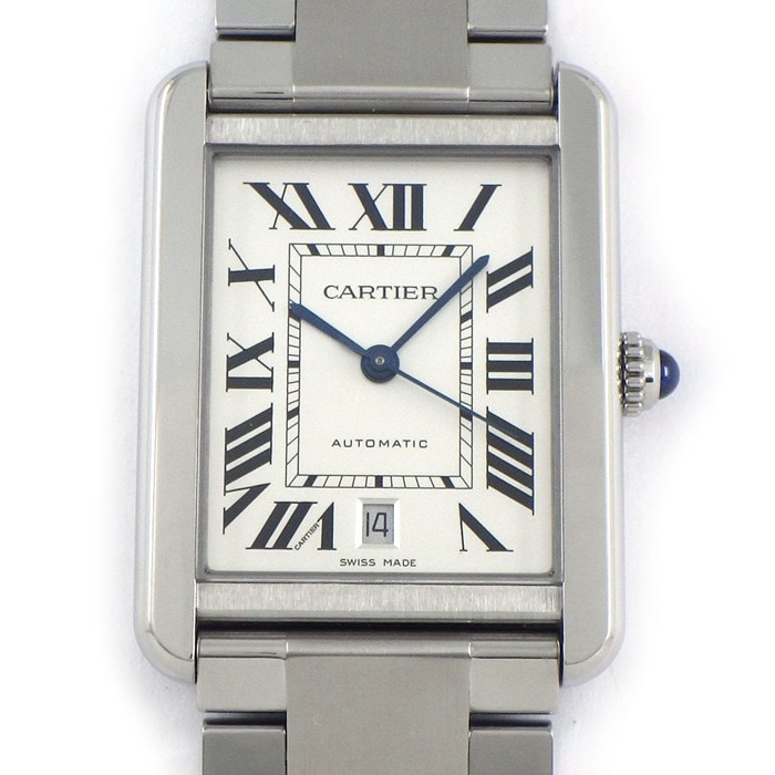 カルティエ Cartier 腕時計 タンクソロ XL W5200028 レクタンギュラー ローマンインデックス シルバー文字盤 デイト SS 自動巻き 【中古】