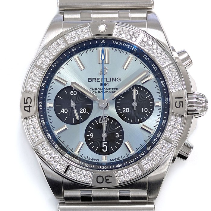 ブライトリング Breitling 腕時計 クロノマット B01 42 ジャパンエディション AB0134A21C1A1 50本限定 デイト クロノグラフ スモールセコンド ダイヤベゼル アイスブルー文字盤 SS 自動巻き 【箱・保付き】 【中古】