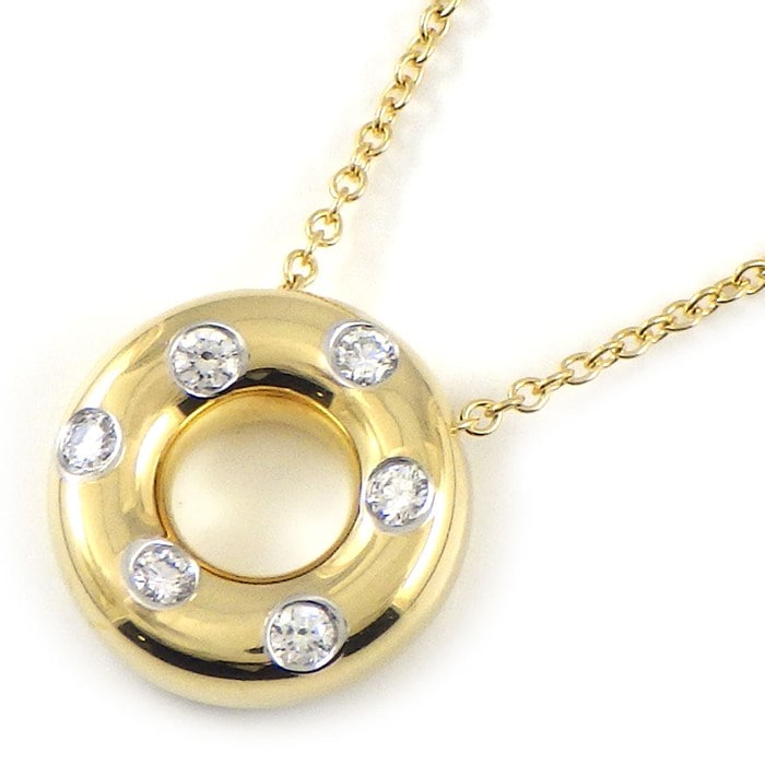 ティファニー Tiffany & Co. ネックレス ドッツ サークル 6ポイント ダイヤモンド K18YG PT950 【中古】