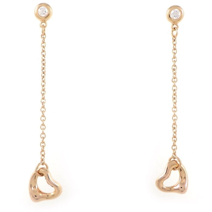 ティファニー Tiffany & Co. ピアス バイザヤード オープンハート スウィング ドロップ ダイヤモンド K18PG 【中古】