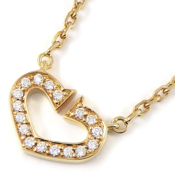  カルティエ Cartier ネックレス Cハート ダイヤモンド K18YG 【中古】