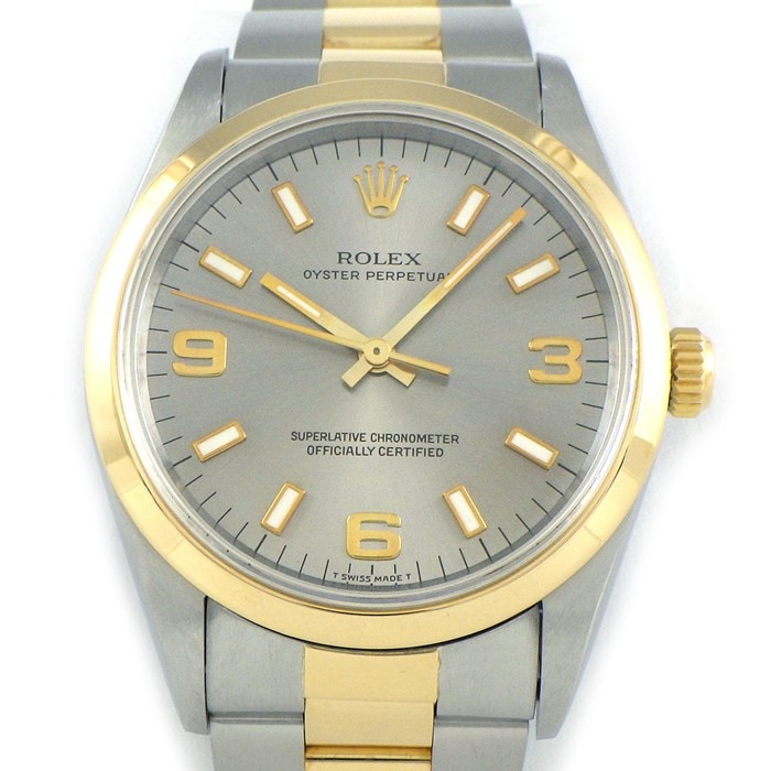 ロレックス Rolex 腕時計 オイスターパーペチュアル 14203 W番 1994-1995年 グレーサンレイ文字盤 K18YG SS 自動巻き 【中古】