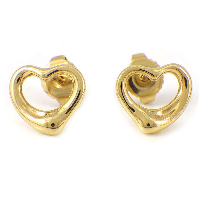 ティファニー Tiffany & Co. ピアス オープンハート スタッド 60018073 11mm幅モデル K18YG 【中古】