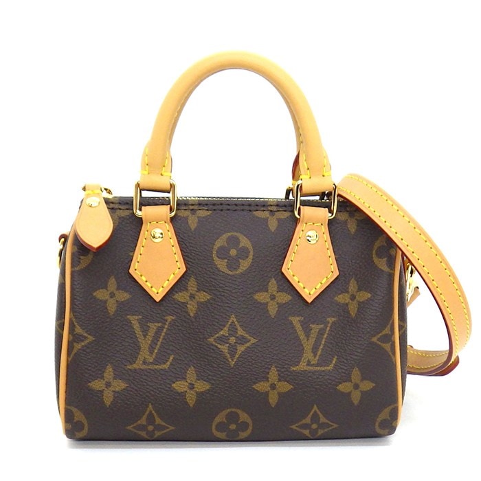 ルイ・ヴィトン LOUIS VUITTON ショルダーバッグ ナノ スピーディ M81085 モノグラムキャンバス カウハイドレザー ゴールド金具 【中古】