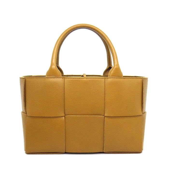 ボッテガ・ヴェネタ BOTTEGA VENETA ハンドバッグ ミニ アルコ トート マキシイントレチャート 709337 キャメル ラムスキン 【中古】