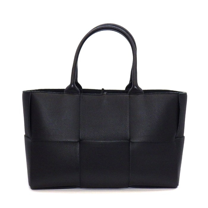 ボッテガ・ヴェネタ Bottega Veneta ハンドバッグ スモール アルコ トート マキシイントレチャート 652867 ブラック レザー 【中古】