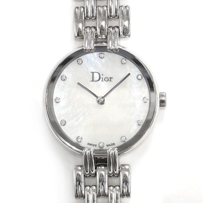 クリスチャンディオール Christian Dior 腕時計 バギラ CD092110 12ポイント ダイヤインデックス ホワイトシェル文字盤 SS クオーツアナログ 【中古】
