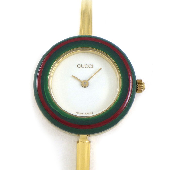 グッチ GUCCI 腕時計 チェンジベゼル 11/12.2 マルチカラーベゼル 全12色 ホワイト文字盤 GP クオーツアナログ 【中古】