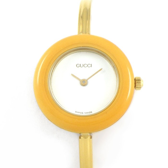 グッチ GUCCI 腕時計 チェンジベゼル 11/12.2 マルチカラーベゼル 全12色 ホワイト文字盤 GP クオーツアナログ 【中古】