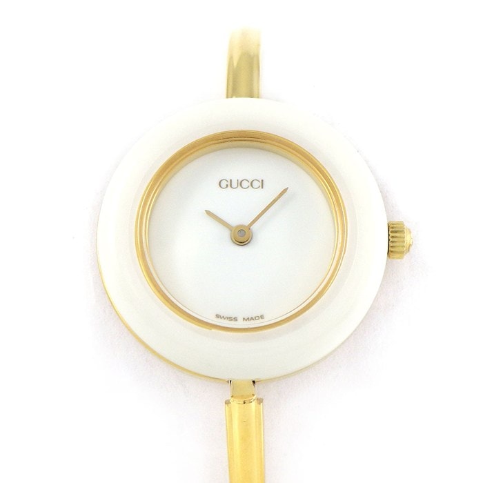 グッチ GUCCI 腕時計 チェンジベゼル 11/12.2 マルチカラーベゼル 全12色 ホワイト文字盤 GP クオーツアナログ 【中古】