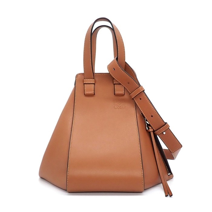 ロエベ LOEWE ショルダーバッグ/ハンドバッグ ハンモックバッグ スモール 387.30.S35 タン クラシックカーフ シルバー金具 【中古】
