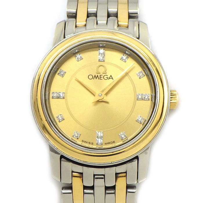 オメガ OMEGA 腕時計 デビル プレステージ 4370.16 16ポイント ダイヤインデックス ゴールド文字盤 K18YG SS クオーツアナログ 【中古】