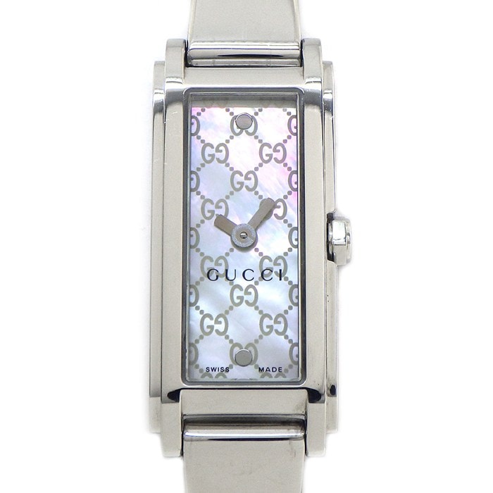 グッチ GUCCI 腕時計 バングルウォッチ 109 レクタンギュラー GG柄 ホワイトシェル文字盤 SS クオーツアナログ 【中古】