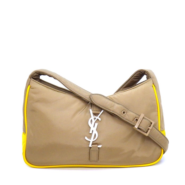 サンローラン SAINT LAURENT ショルダーバッグ LE 5A7 ル サンカセット ホーボーバッグ 733306 ブラウン イエロー ナイロン 【中古】
