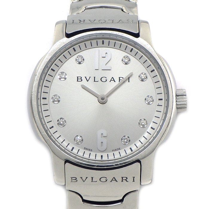 ブルガリ BVLGARI 腕時計 ソロテンポ ST29S 10ポイント ダイヤインデックス サンレイ シルバー文字盤 SS クオーツアナログ 【中古】
