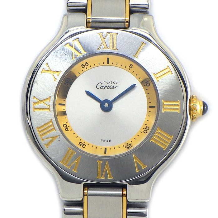 カルティエ Cartier 腕時計 マスト21 ヴァンティアン W10073R6 シルバーサンレイ文字盤 ローマンベゼル GP SS クオーツアナログ 【中古】