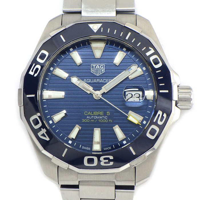タグ・ホイヤー TAG Heuer 腕時計 アクアレーサー キャリバー5 WAY201B.BA0927 ブルー文字盤 デイト 回転ベゼル SS セラミック 自動巻き 【箱・保付き】 【中古】