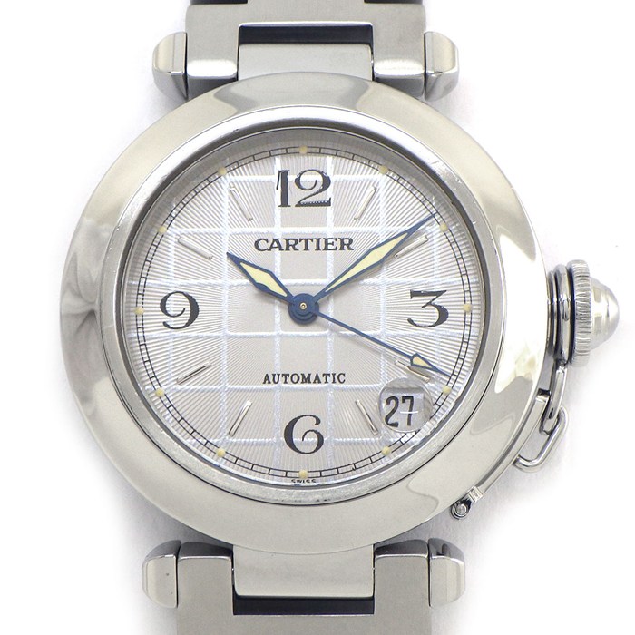 カルティエ Cartier 腕時計 パシャC W31023M7 グリッド シルバー文字盤 デイト 夜光針 SS 自動巻き 【中古】