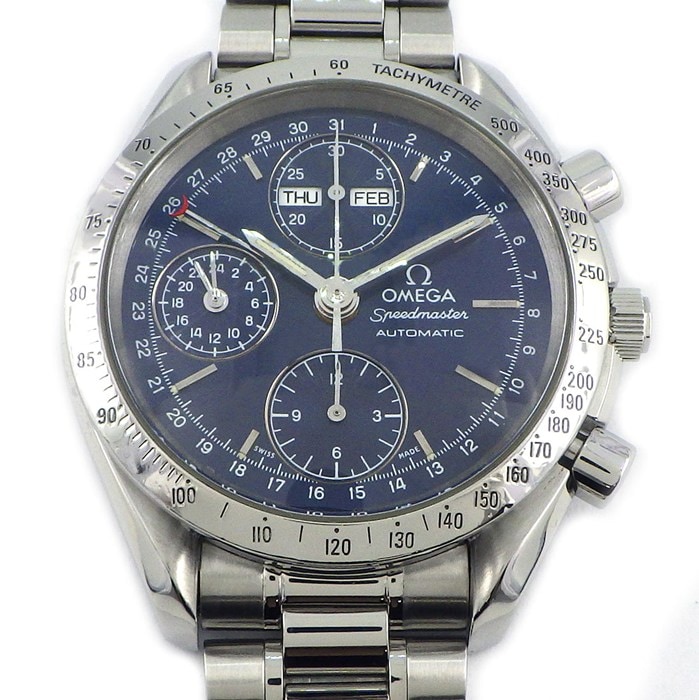 オメガ OMEGA 腕時計 スピードマスター デイデイト 3523.80.00 ブルー文字盤 クロノグラフ タキメーター スモールセコンド トリプルカレンダー SS 自動巻き 【中古】