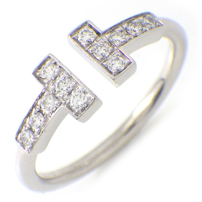 ティファニー Tiffany & Co. リング Tワイヤー 60147232 ダイヤモンド 計0.13ct K18WG 7号 【中古】