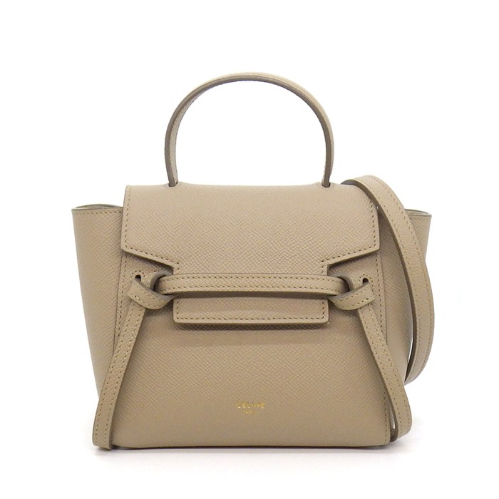 セリーヌ CELINE ハンドバッグ/ショルダーバッグ ベルトバッグ ピコ 194263ZVA.18LT ライトトープ カーフスキン ゴールド金具 【中古】