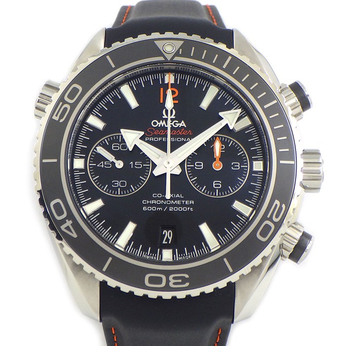 オメガ OMEGA 腕時計 シーマスター プラネットオーシャン 232.32.46.51.01.005 ブラック文字盤 デイト クロノグラフ スモールセコンド 裏スケ セラミック ラバーベルト SS 自動巻き 【箱・保付き】 【中古】