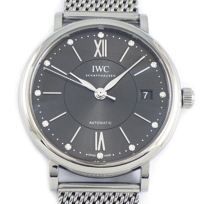 IWC 腕時計 ポートフィノ IW458110 12ポイント ダイヤインデックス サンレイ グレー文字盤 デイト SS 自動巻き 【箱・保付き】 【中古】