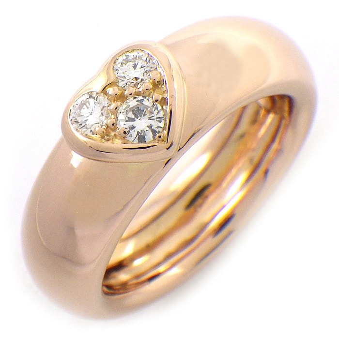 ティファニー Tiffany & Co. リング フレンドシップ ハート 3ポイント ダイヤモンド K18PG 10号 【中古】
