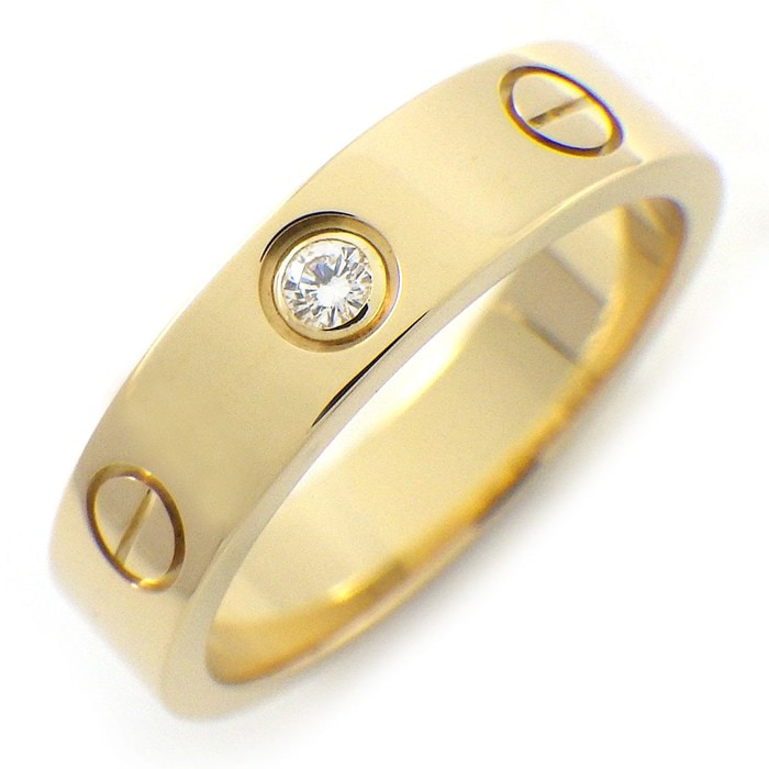 カルティエ Cartier リング ラブ スモールモデル SM B4056148 1ポイント ダイヤモンド 0.02ct K18YG 8号 / #48 【箱・保付き】 【中古】