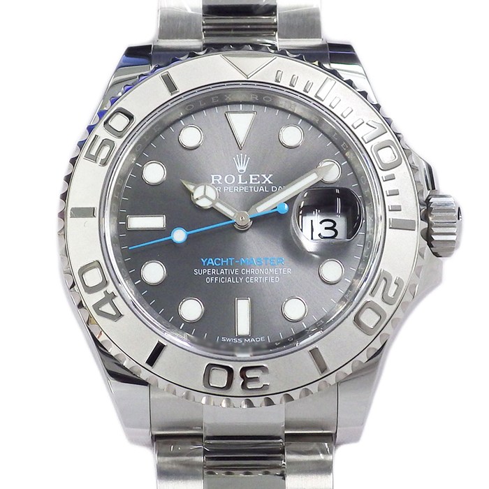 ロレックス Rolex 腕時計 ヨットマスター ロレジウム 116622 ルーレット刻印 ランダムシリアル スレート サンレイ グレー 文字盤 デイト 回転ベゼル SS 自動巻き 【箱・保付き】 【中古】