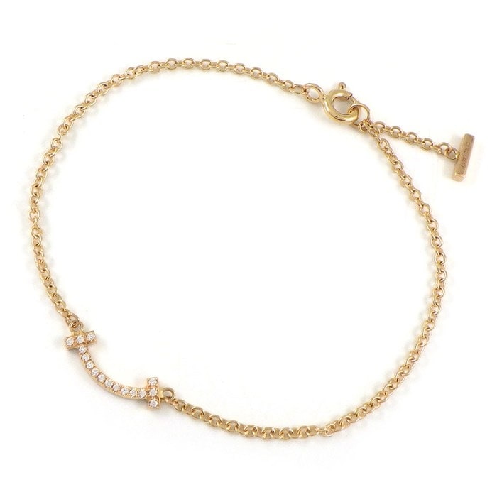 ティファニー Tiffany & Co. ブレスレット Tスマイル ミニ 62994657 ダイヤモンド 計0.04ct K18PG 【中古】