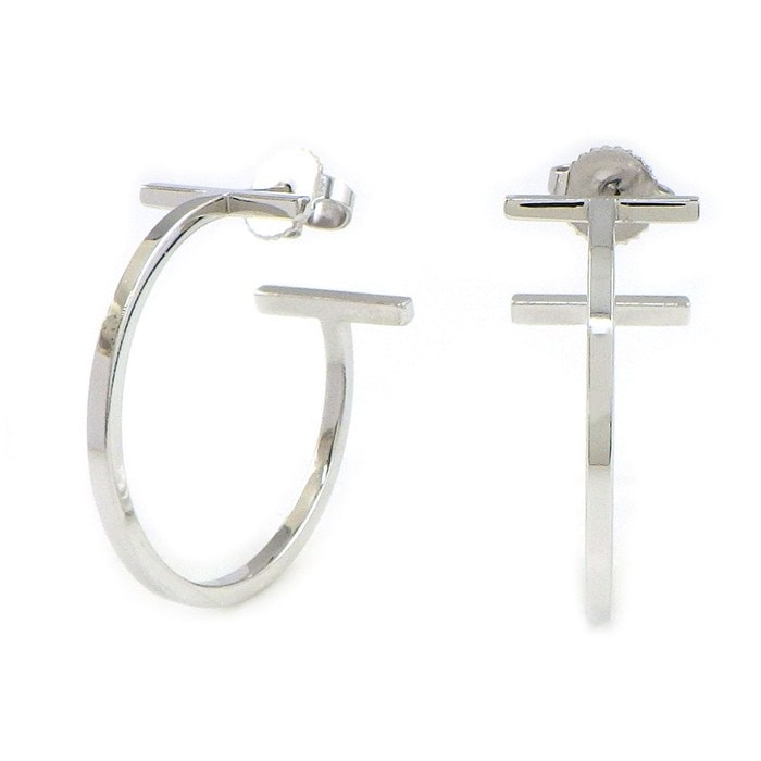ティファニー Tiffany & Co. ピアス Tワイヤー フープ ミディアム K18WG 【中古】