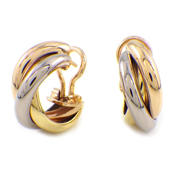 カルティエ Cartier ピアス トリニティ フープ スリーカラー K18PG K18WG K18YG 【箱・保付き】 【中古】