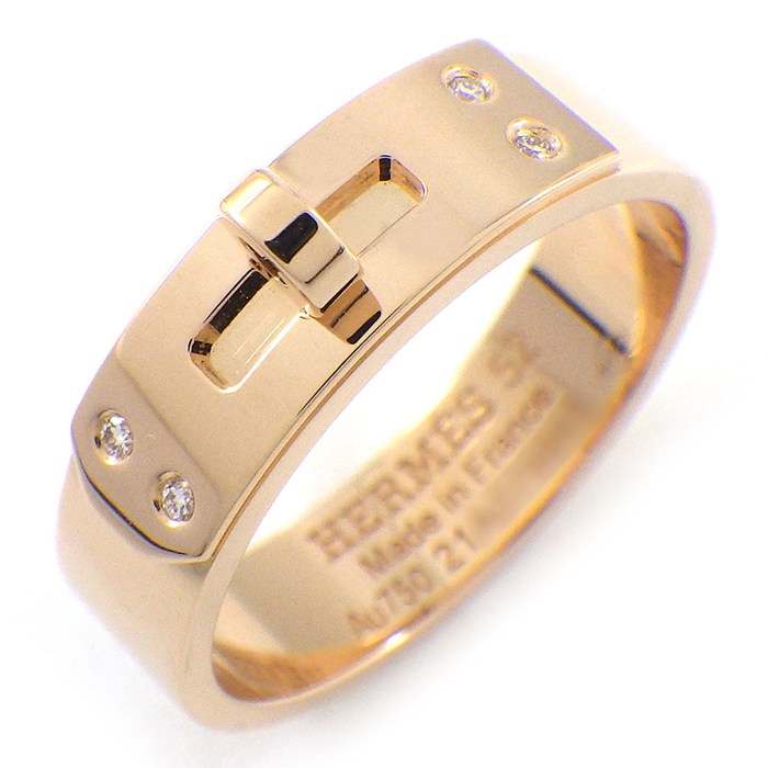 エルメス HERMES リング ケリー PM H109041B 4ポイント ダイヤモンド 計0.02ct K18PG 12号 / #52 【中古】