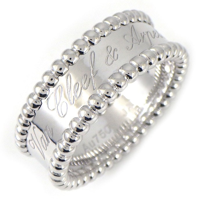 ヴァンクリーフ＆アーペル Van Cleef & Arpels リング ペルレ シニアチュール VCARN32355 ロゴ K18WG 14.5号 / #55 【箱・保付き】 【中古】