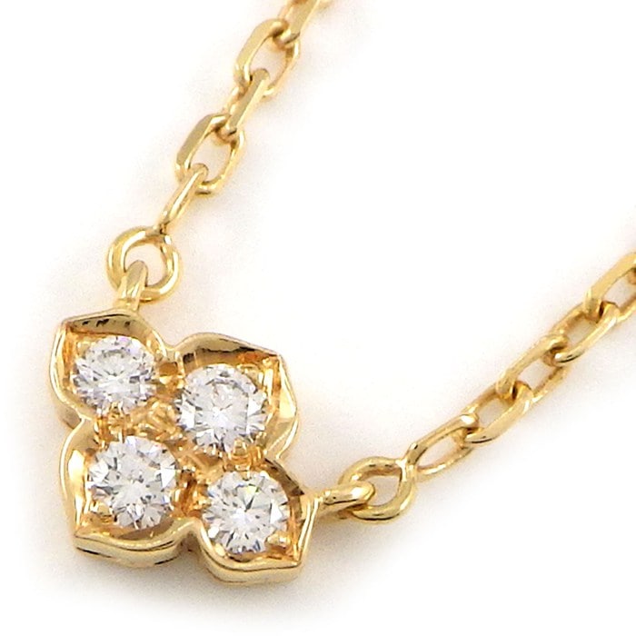 カルティエ Cartier ネックレス ヒンドゥ B3041700 ロータス スイレン 4ポイント ダイヤモンド K18YG 【中古】