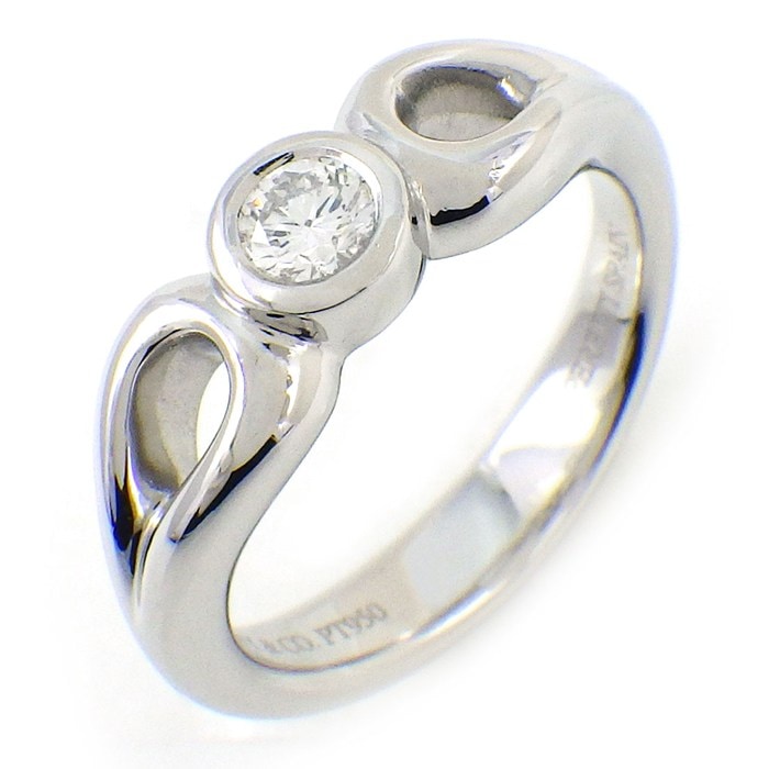 ティファニー Tiffany & Co. リング ダブル オープンティアドロップ 1ポイント ダイヤモンド PT950 6.5号 【中古】