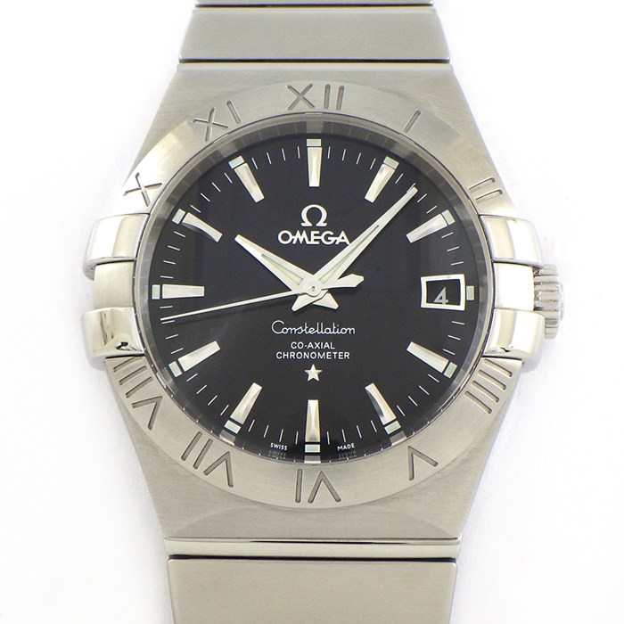オメガ OMEGA 腕時計 コンステレーション デイト 123.10.35.20.01.001 裏スケ ブラック文字盤 SS 自動巻き 【箱・保付き】 【中古】
