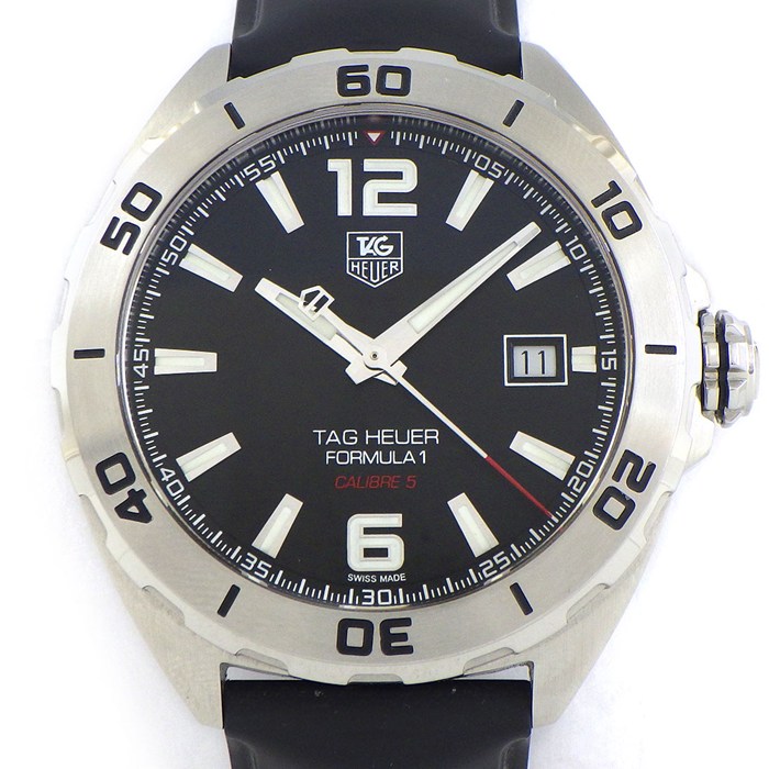 タグ・ホイヤー TAG Heuer 腕時計 フォーミュラ1 WAZ2113.FT8023 デイト 夜光インデックス 回転ベゼル 夜光針 ブラック文字盤 SS ブラック ラバーベルト 自動巻き 【箱・保付き】 【中古】