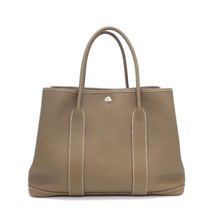 エルメス HERMES ハンドバッグ/トートバッグ ガーデンパーティ PM U刻印 2022年 エトゥープ ネゴンダ シルバー金具 【中古】