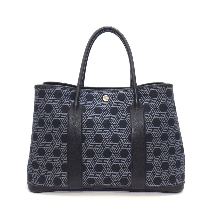 エルメス HERMES ハンドバッグ/トートバッグ ガーデンパーティ PM 2007年 ネイビー トワルソーアッシュ ブッフルスキッパー 【中古】