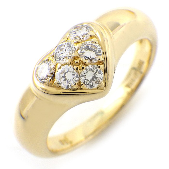  ティファニー Tiffany & Co. リング フレンドシップ ハートモチーフ 6ポイント ダイヤモンド K18YG 10号 【中古】