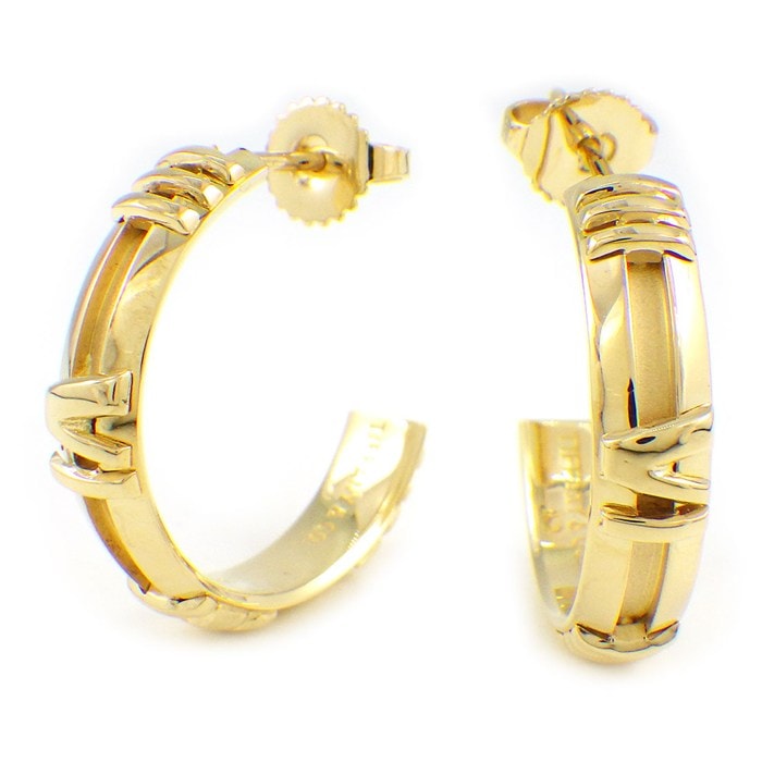  ティファニー Tiffany & Co. ピアス アトラス フープ K18YG 【中古】