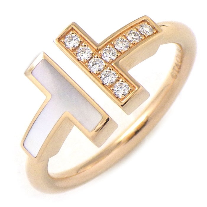 ティファニー Tiffany & Co. リング Tワイヤー 64027913 ホワイト シェル ダイヤモンド 計0.07ct K18PG 10.5号 【中古】